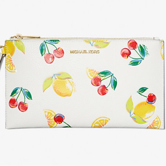 NWT Michael kors Jet Set Travel Large Sequined Fruit Print Wristlet - Picture 1 of 8